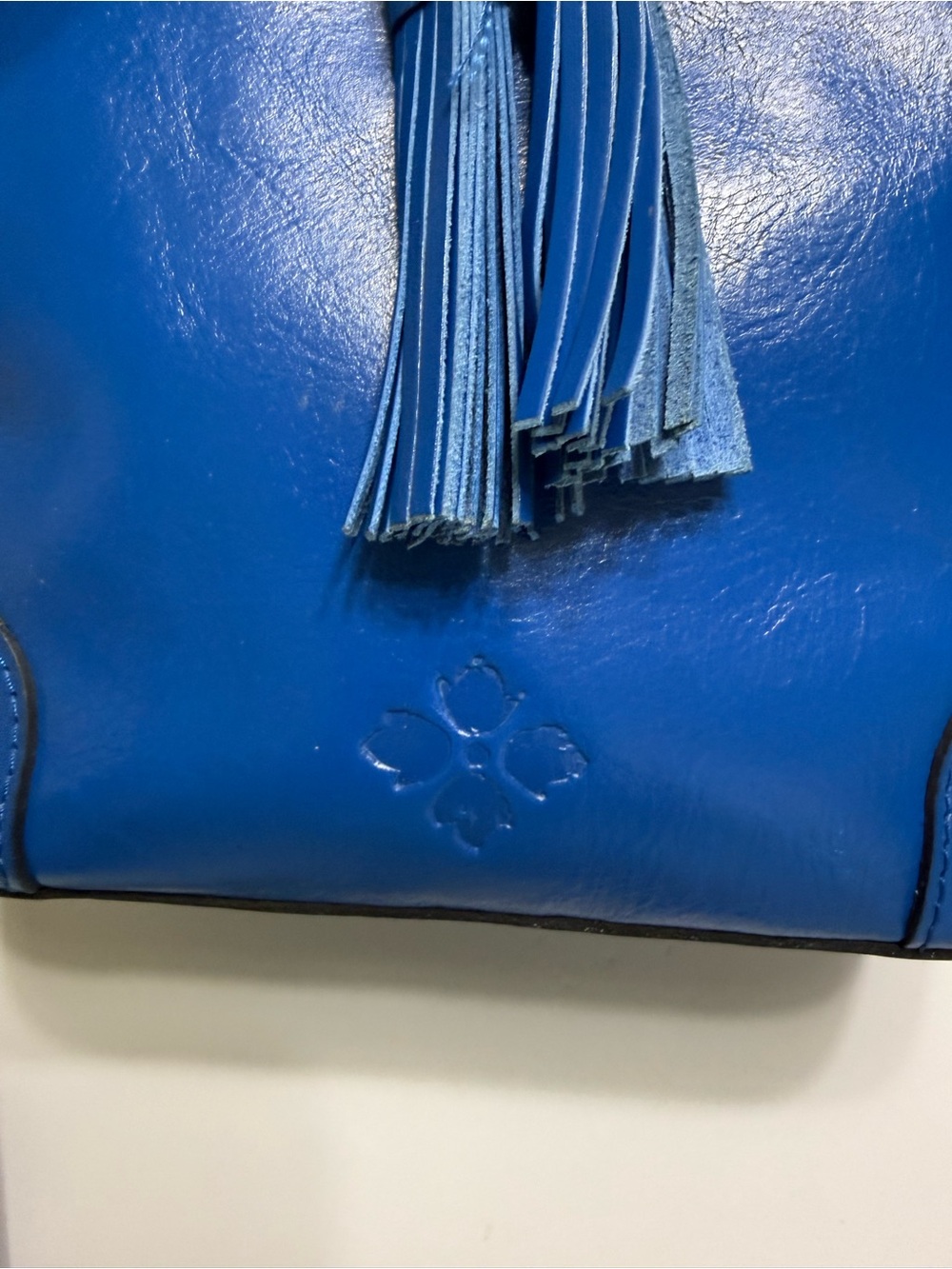 Patricia Nash Royal Blue Leather Tassel Bucket Crossbody Bag - Picture 6 of 10